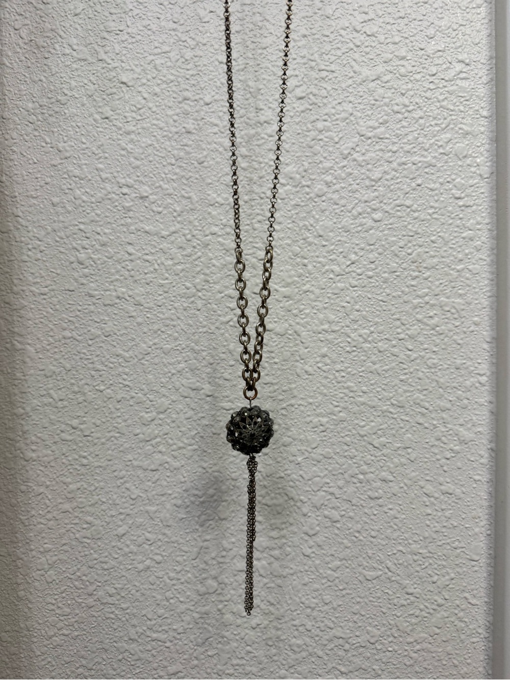 Silver-Tone Floral Tassel Pendant Necklace - Women Jewelry